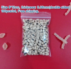 100pcs 8*12cm Transparent PE Zip Lock Bags for Jewelry Clothing Storage
