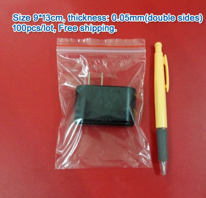 100pcs Clear PE Zip Lock Bags 9*13cm for Jewelry & Clothing Storage
