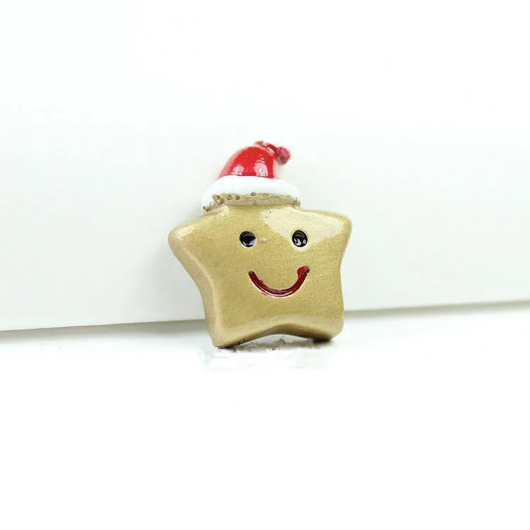 100pcs Resin Flat Back Smile Star with Christmas Hat 27mm