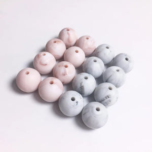 100pcs Marble Silicone Teething Beads Round BPA Baby Necklace Making