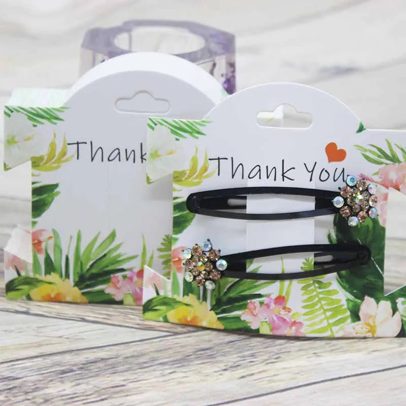 100pcs Hair Clip Cards DIY Accessories Display Card Flower Pattern