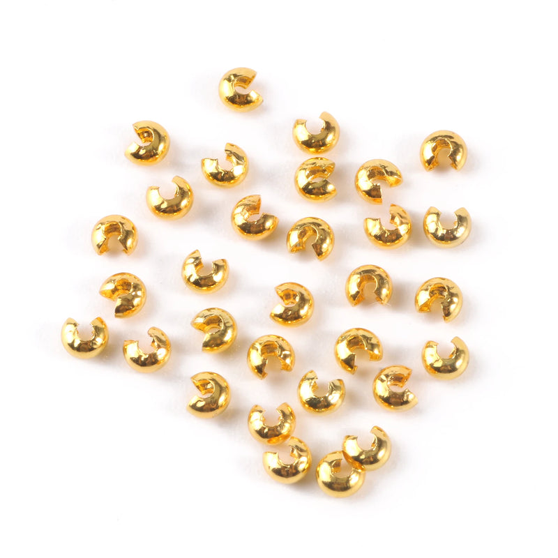 100pcs/pack Copper Round Covers Crimp End Beads Stopper Spacer Beads