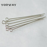 100pcs Gold/Silver 40mm Eye Pins 0.7mm 21 Gauge