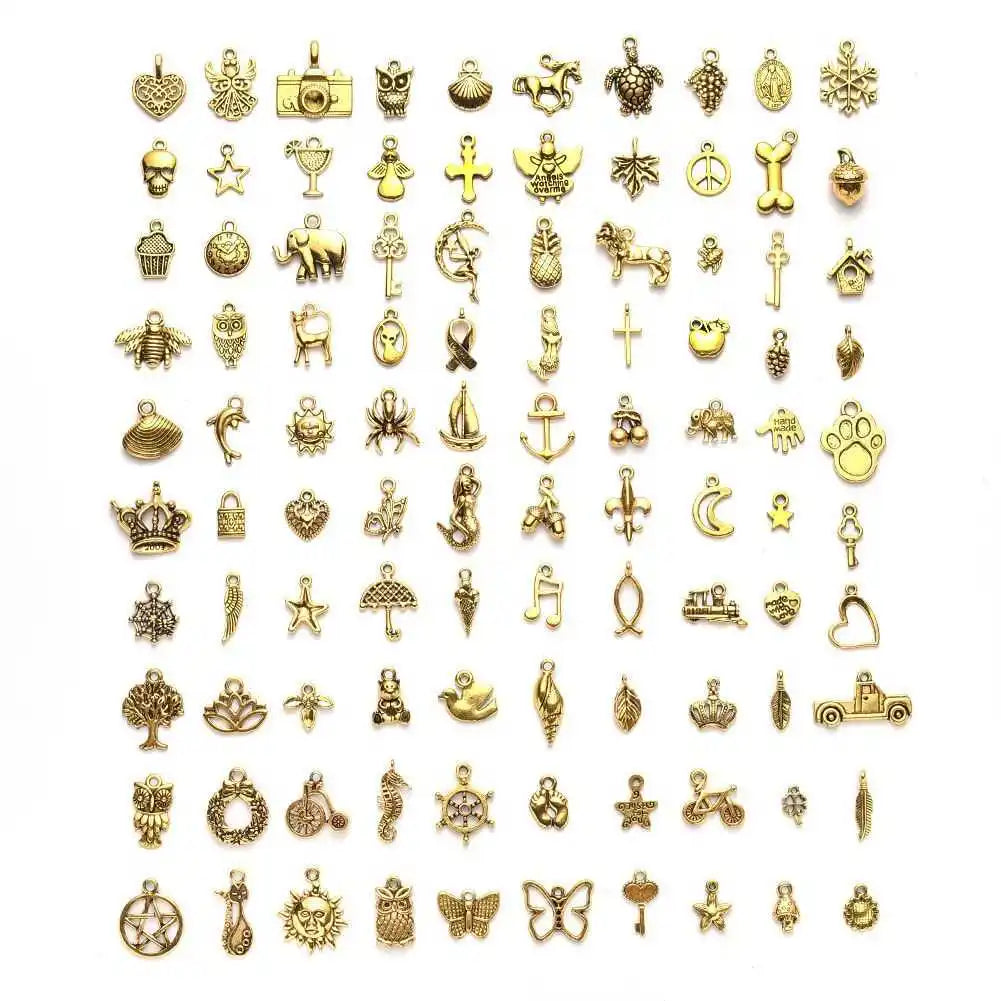 100pcs Vintage Metal Charms Pendant for Jewelry Making DIY