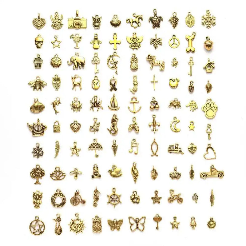 100pcs Vintage Metal Charms Pendant Jewelry Making DIY 9-26MM