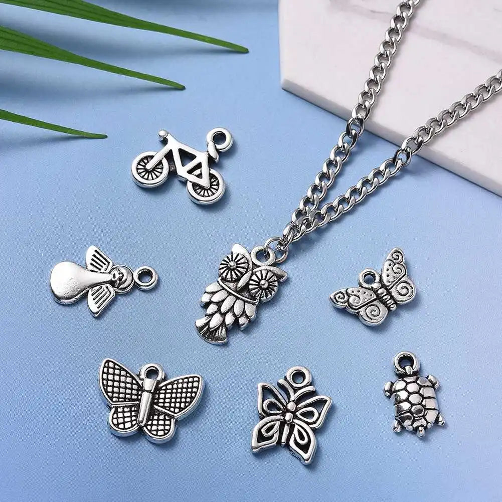 100pcs Mixed Vintage Metal Charms Jewelry Making Set DIY 8-30MM