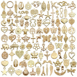 100pcs Kc Alloy Charm Bracelet Pendant Earring DIY Jewelry Making