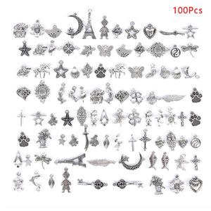 100pcs Vintage Metal Mix Size/Style Charms for Jewelry Making