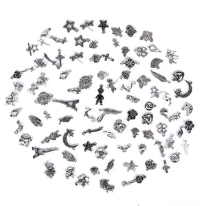 100pcs Vintage Metal Mix Size/Style Charms for Jewelry Making