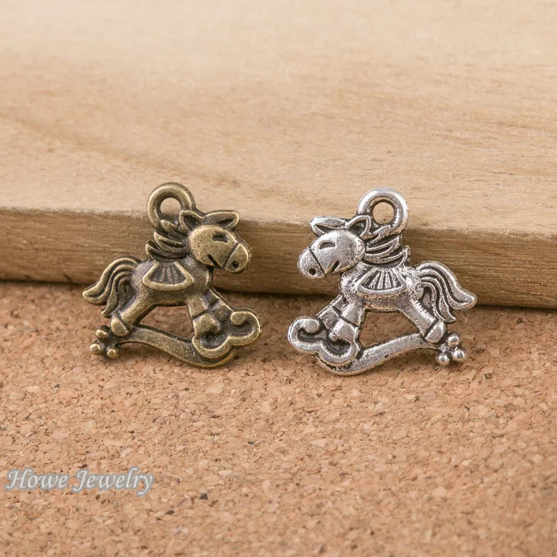 100pcs Vintage Rocking Horse Charms for DIY Jewelry D091