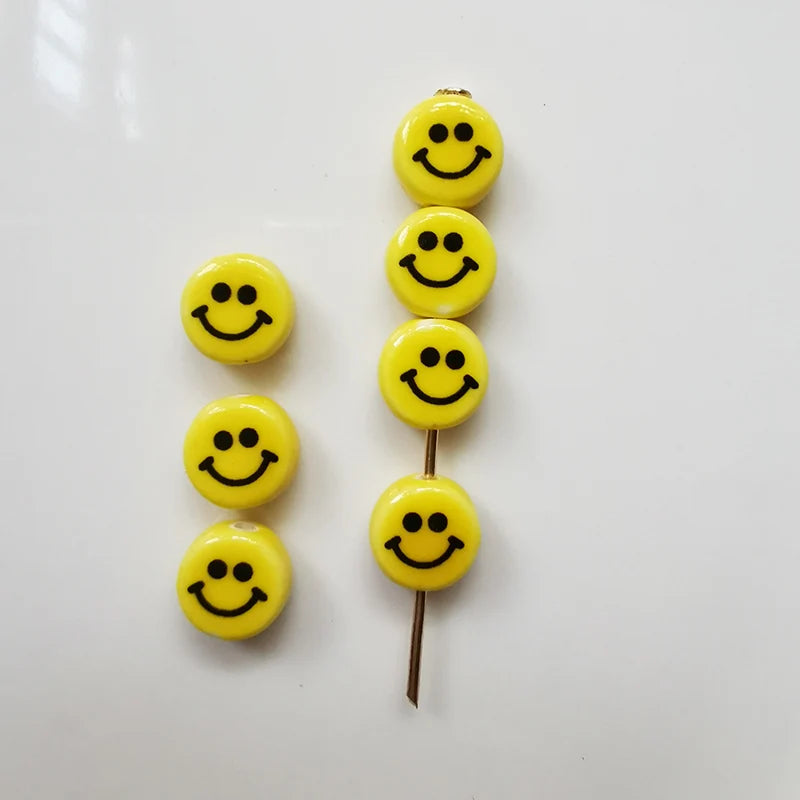 100pcs 10-16mm Ceramics Smile Face Beads DIY Jewelry Making Bracelet Necklace