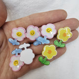 100pcs Resin Candy Smile Sunflowers Sticker Beads for Jewelry Making