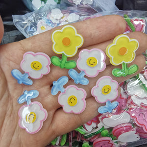 100pcs Resin Candy Smile Sunflowers Sticker Beads for Jewelry Making