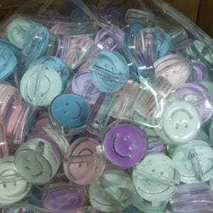 100pcs 20*8mm Acrylic Smile Face Round Beads for Jewelry Making