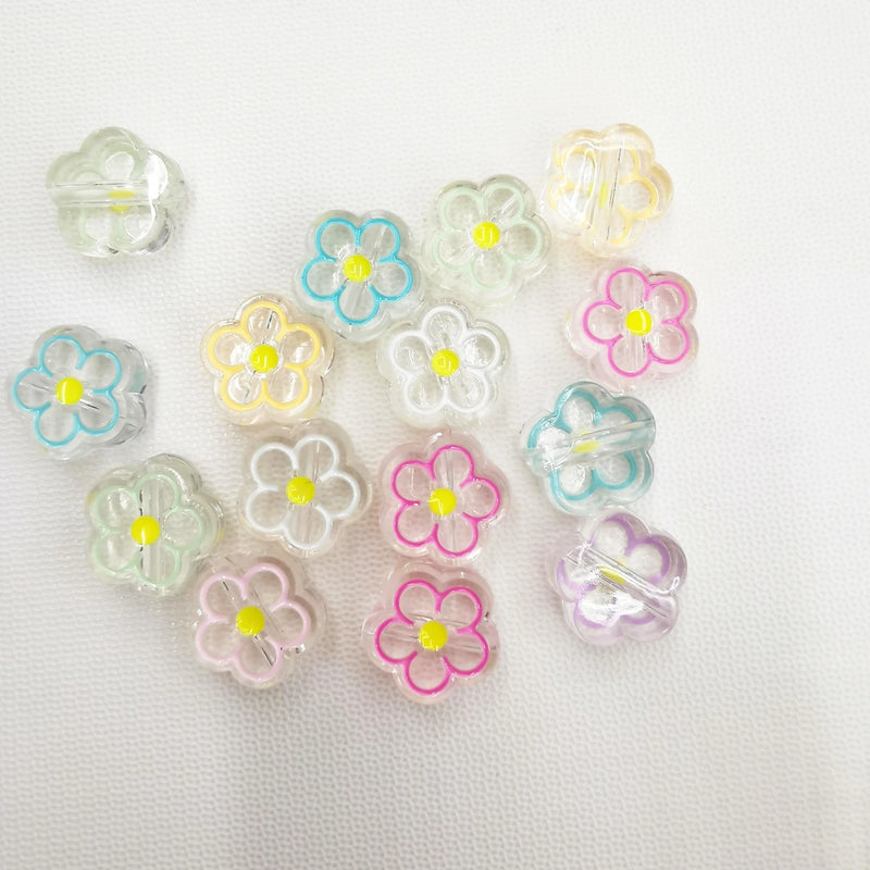 100pcs 20mm Acrylic DIY Candy Flower Round Beads