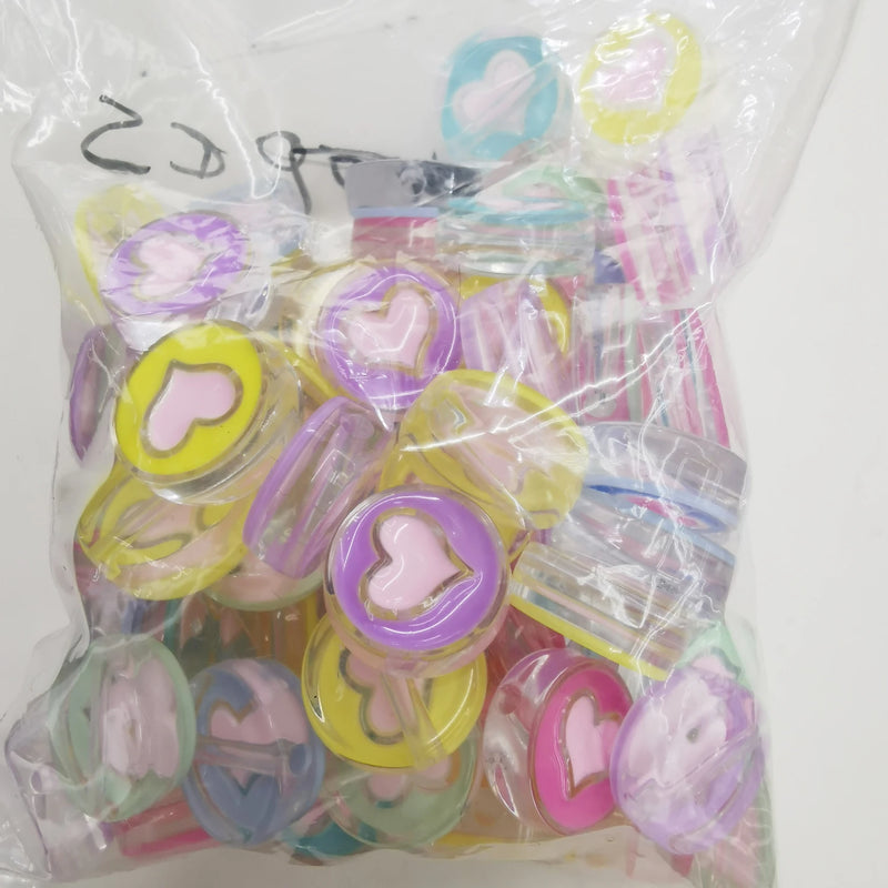 100pcs Acrylic DIY Candy Heart Round Beads 23mm for Jewelry Making