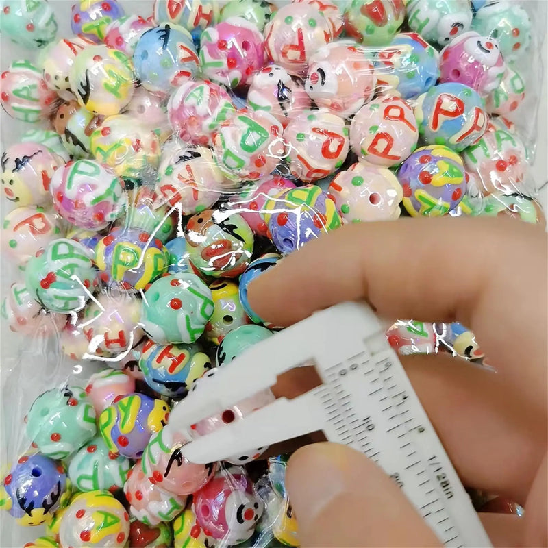 100pcs DIY Resin Cartoon Christmas Halloween Spacer Beads for Jewelry Making
