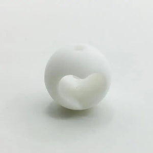 100pcs Silicone Teething Beads 15mm Round with Heart Shape