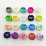 100pcs Silicone Teething Beads 15mm Round with Heart Shape