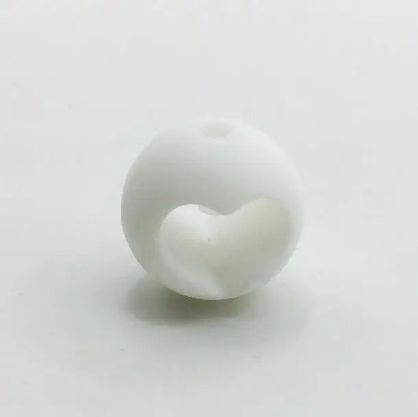 100pcs Silicone Teething Beads 15mm Round with Heart Shape