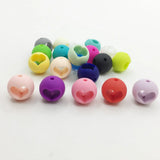 100pcs Silicone Teething Beads 15mm Round with Heart Shape