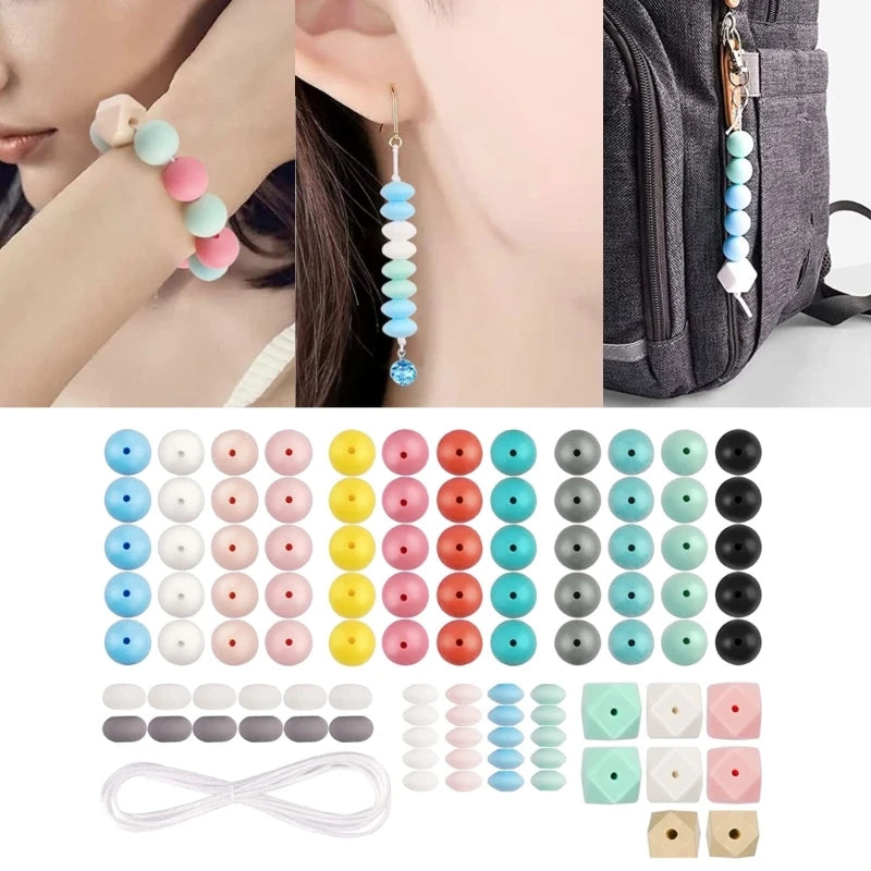 100pcs Silicone Teething Beads Baby Teether Chewing Nursing Round Beads