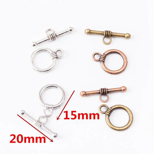 100Sets 15/20MM Antique Silver Round Toggle Clasp DIY Jewelry Findings