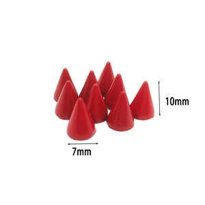 100 Sets 7x10mm Red Metal Studs Spikes Rivets Punk Spike Bags Belt Pet Collars