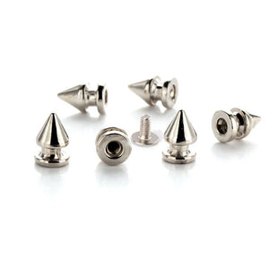 100 Sets 8*12mm Silver Cone Spots Metal Studs Rivets for Leather Collar