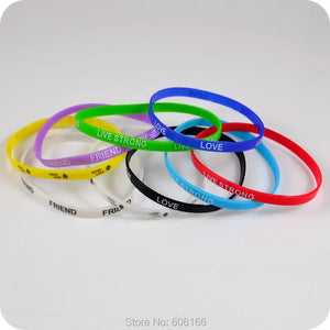 100x Mixed 5mm Multicolor Silicone Bracelet Wristband Set