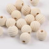 100x Wooden Honeycomb Beads Round 20mm Large Hole Jewelry Making DIY
