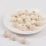 100x Wooden Honeycomb Beads Round 20mm Large Hole Jewelry Making DIY
