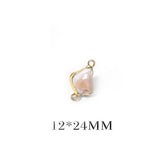 6PCS 24K Brass Natral Shell 2 Holes Charms Pendants DIY Jewelry Findings