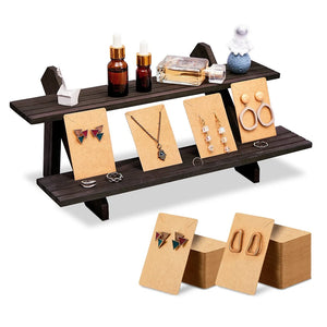 Wood Earring Display Stand with Earring Card Bundle