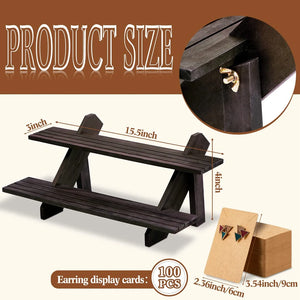 Wood Earring Display Stand with Earring Card Bundle