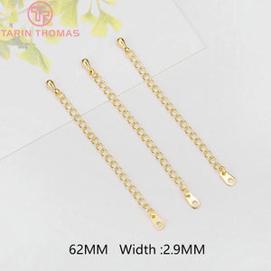 10PCS 62MM 24K Brass Extended Chain High DIY Jewelry Making Findings