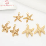 4PCS 20x25MM 28x28MM 24K Plated Brass Starfish Charms Pendants