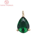 6PCS 6x8MM Brass Zircon Drop Pendants High DIY Jewelry Findings