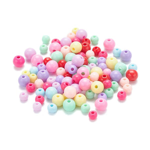 1035PCS Opaque Acrylic Round Mixed Beads 18 Style Assorted Beads
