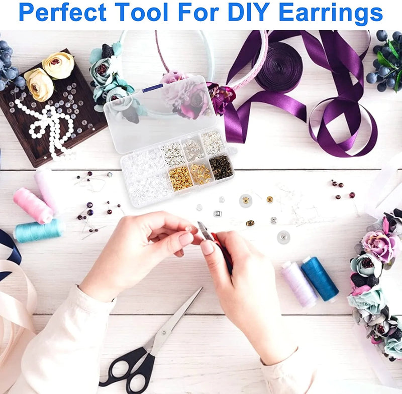 1040pcs Earring Making Tool Box Ear Plug Accessories