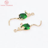 4PCS 28x7MM 24K Plated Zircon Mouse Pendants DIY Jewelry Findings