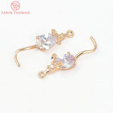 4PCS 28x7MM 24K Plated Zircon Mouse Pendants DIY Jewelry Findings