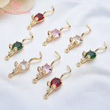 4PCS 28x7MM 24K Plated Zircon Mouse Pendants DIY Jewelry Findings