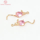 4PCS 28x7MM 24K Plated Zircon Mouse Pendants DIY Jewelry Findings