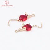 4PCS 28x7MM 24K Plated Zircon Mouse Pendants DIY Jewelry Findings