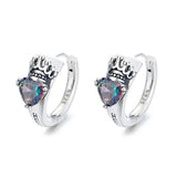 ZFSILVER S925 Silver Zircon Crown Earrings Charms Jewelry Party Men Women