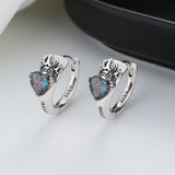 ZFSILVER S925 Silver Zircon Crown Earrings Charms Jewelry Party Men Women