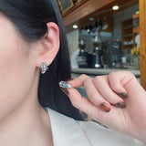 ZFSILVER S925 Silver Zircon Crown Earrings Charms Jewelry Party Men Women