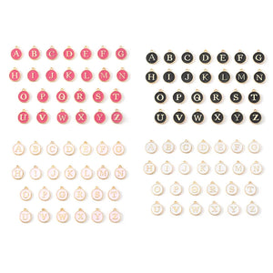 104pcs Alphabet Enamel Initial Letter Charms Round Disc Charms For DIY Jewelry