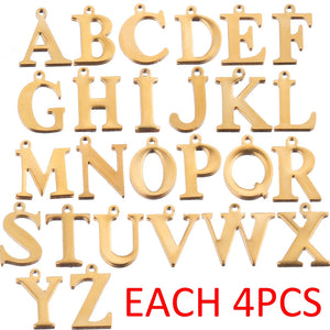 104pcs Stainless Steel A-Z Alphabet Charms DIY Jewelry Making Bulk